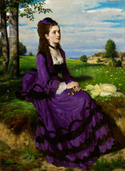 紫のドレスの婦人