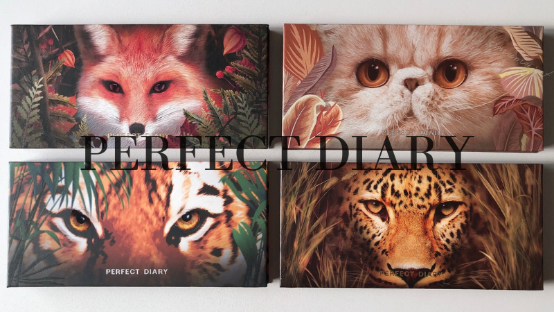 比較-スウォッチ-着画-感想-口コミ-レビュー-ブルベ-イエベ-Perfect Diary-パーフェクトダイアリー-エクスプローラ-12色-動物アイシャドウパレット-虎-猫-赤狐-豹