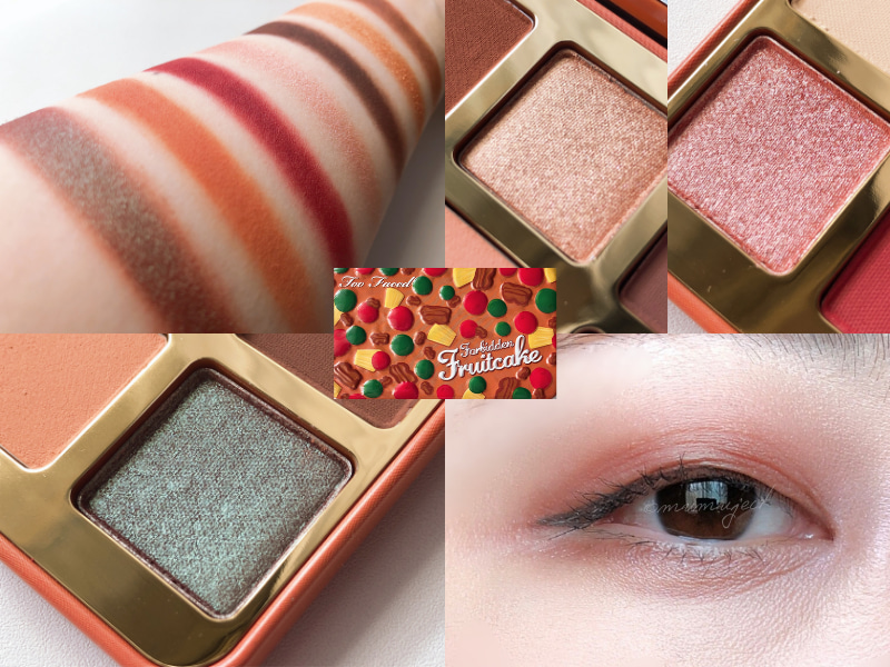 比較-スウォッチ-着画-感想-口コミ-レビュー-ブルベ-イエベ-限定-Too Faced-トゥーフェイスド-mini eyeshadow palette-ミニアイシャドウパレット-アイシャドウ-FORBIDDEN FRUITCAKE-フォビドゥン フルーツケーキ