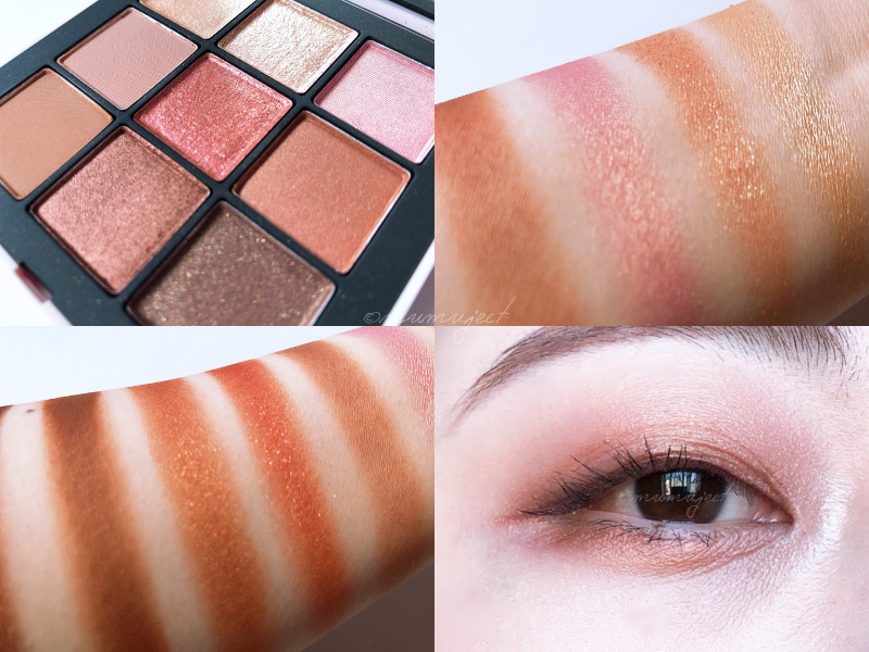レビュー-比較-スウォッチ-着画-感想-口コミ-ブルベ-イエベ-NARS-ナーズ-オーガズムライジング アイシャドーパレット
