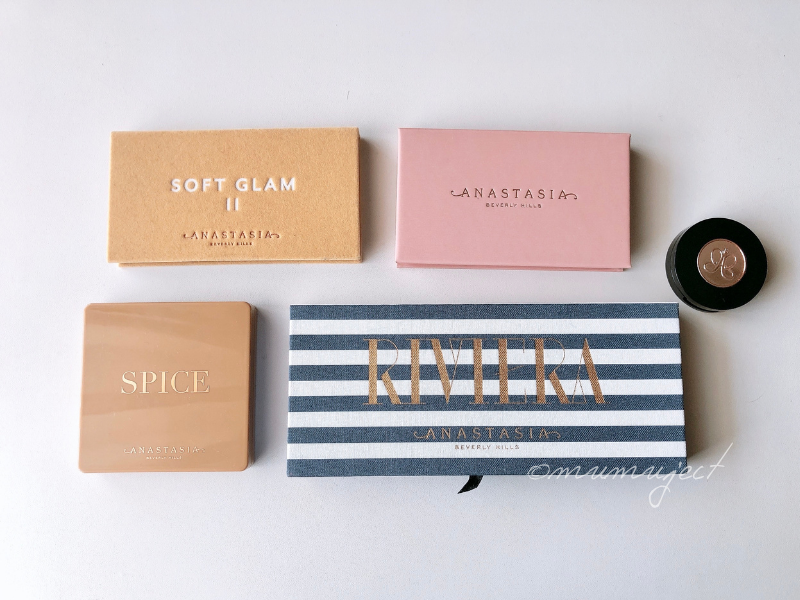 Anastasia Beverly Hills-アナスタシアビバリーヒルズ-アイシャドウ-Eyeshadow-スウォッチ-着画-レビュー-感想-口コミ-Soft Glam II Mini Eyeshadow Palette-Glam to Go Mini Palette-Mini Eyeshadow Palette-Spice-Riviera Eyeshadow Palette-Brow Powder Duo-Toupe