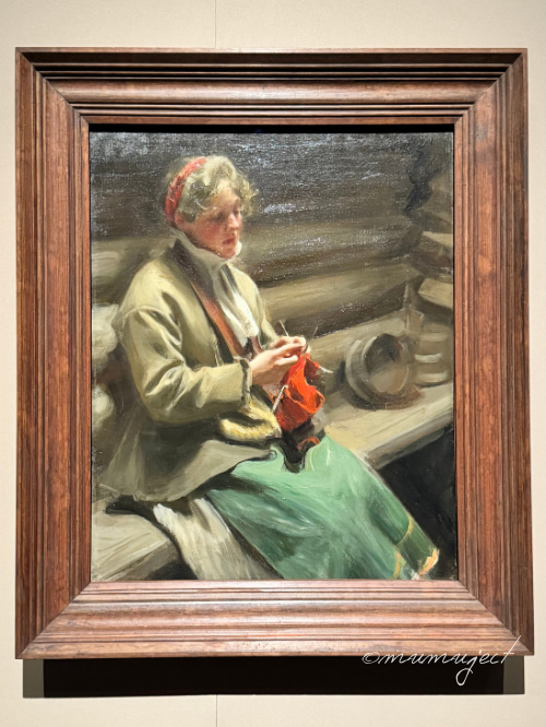 スウェーデン絵画　北欧の光、日常のかがやき-スウェーデン絵画-スウェーデン絵画展-2026感想-レビュー-口コミ-評判-グッズ-混雑-所要時間-見どころ-チケット-巡回-東京-東京都美術館-山口-山口県立美術館-愛知-愛知県美術館-アンデシュ・ソーン-編物をするダーラナの少女コール=マルギット